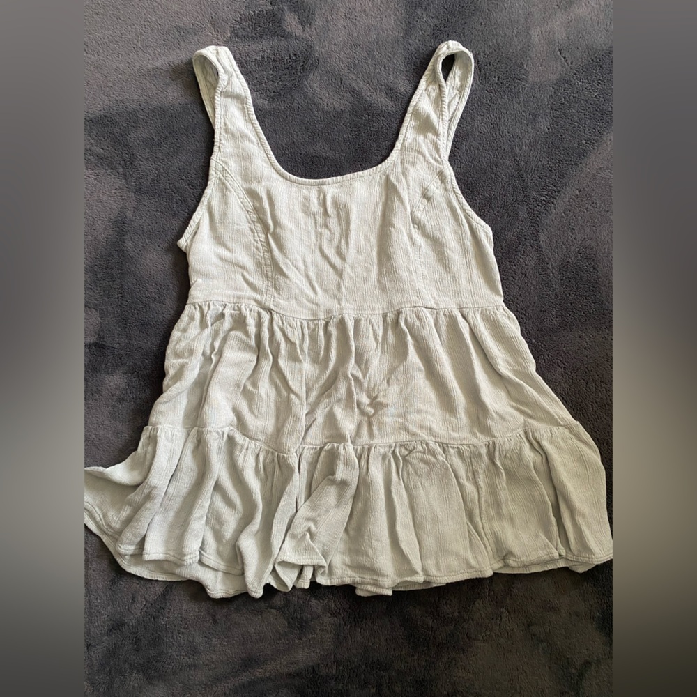 American Eagle Outfitters Green Ruffled Tiered Tank Top